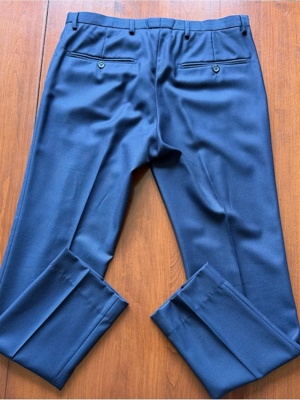 I.Lindeburg Men's Navy Two-Button Suit Slim Fit 38R Flat Front Trousers 32x30